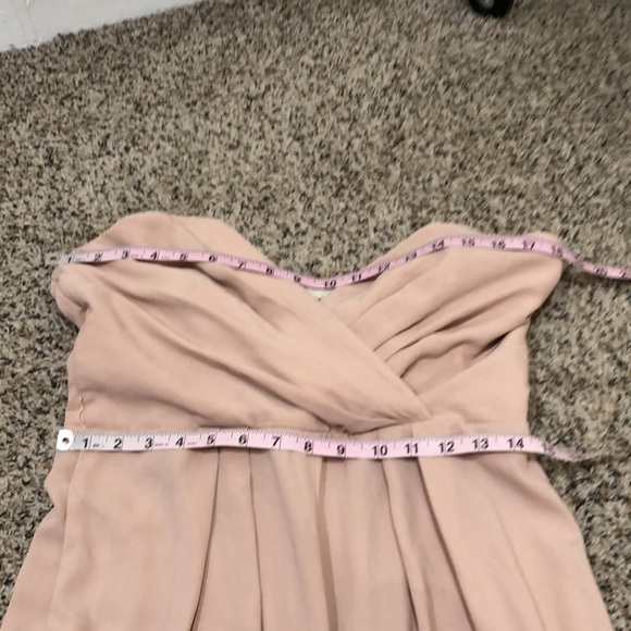 Jill Stuart Eastside Jumpsuit Size 10 Blush Pink Pleated Wide Leg Strapless - Picture 6 of 9